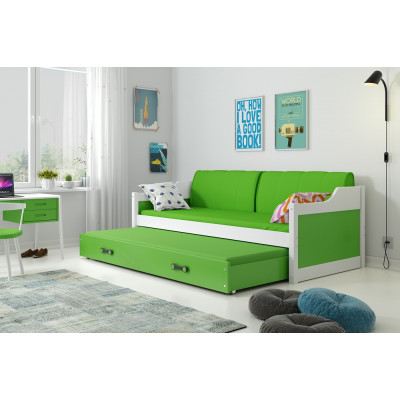 Detská posteľ s prístelkou DÁVID 190 x 80 cm biela zelená